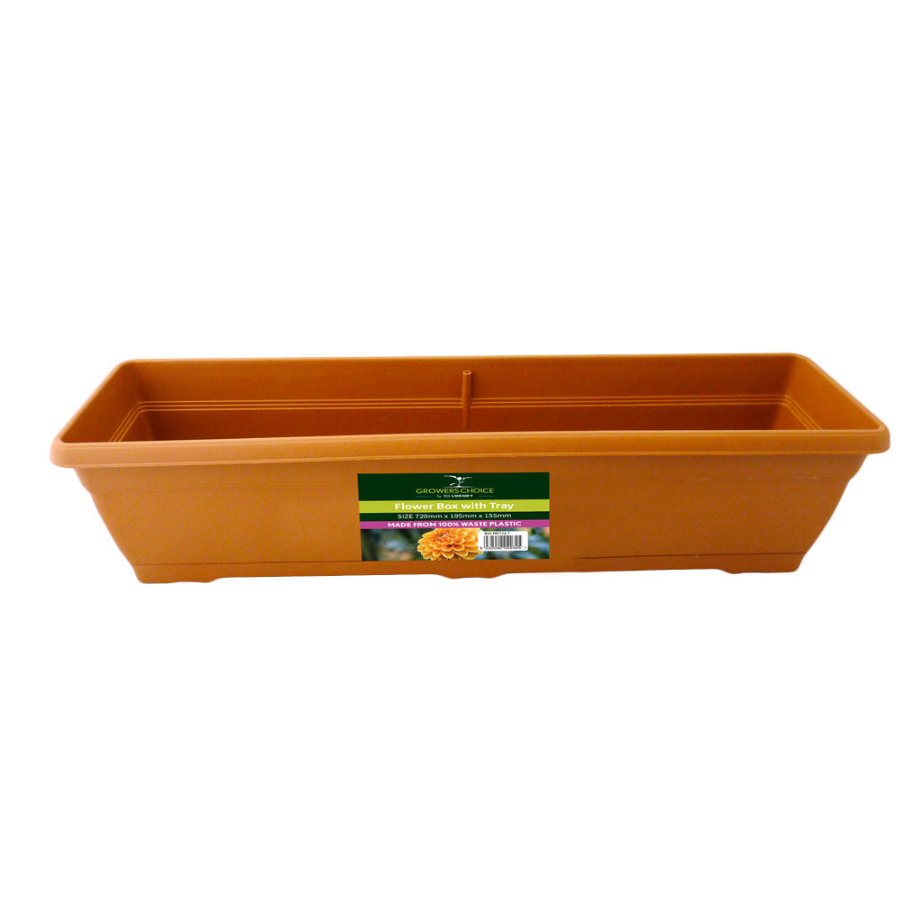 Flower Box Terracotta (with Integral Tray) 720 x 195 x 155mm